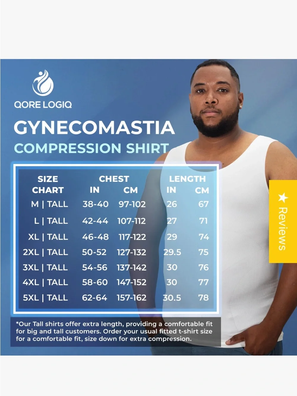 Qore Logiq Men's Compression White Tank Undershirt - XL Stretch Fit
